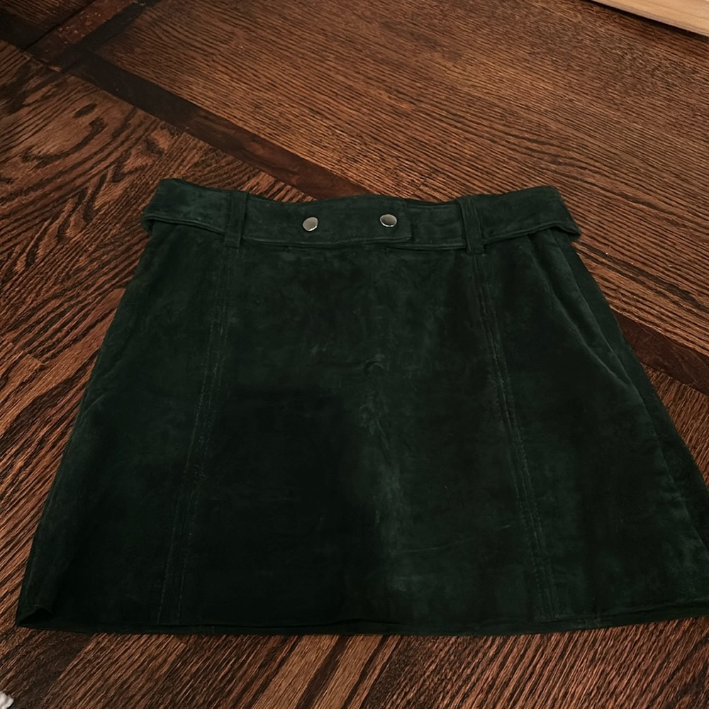 dark green suede skirt